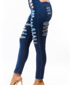 Moto Distressed Cutout Jeans