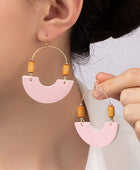 Leather and Metal Arch Earrings
