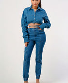 Retro Blues Denim Cropped Jacket