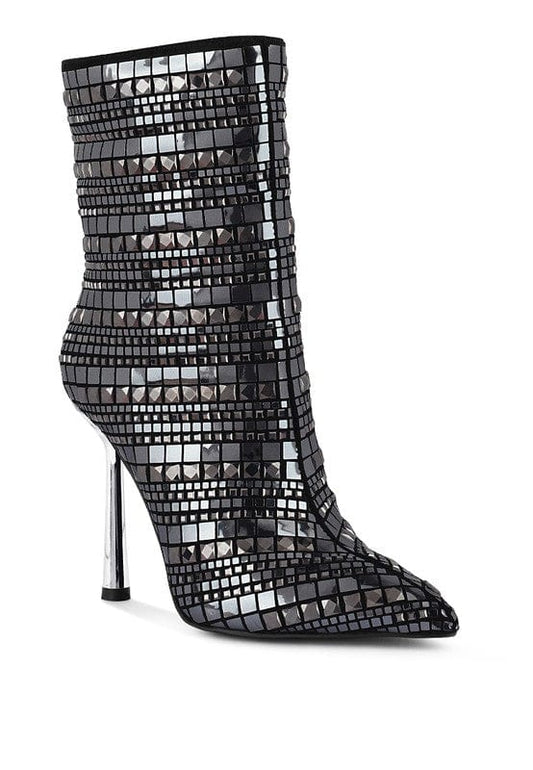 Rag Company Black / 5 Extravagance Mirror Embellished Stiletto Boots