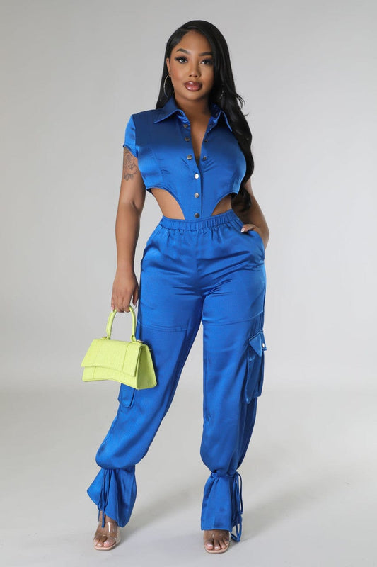 Java's Fashions Matching Sets SM / Blue Alexandra Bodysuit Pant Set