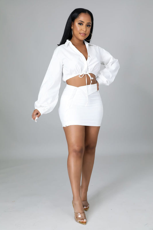 Kaylee Kollection Matching Sets SM / White Simple Pleasures Skirt Set