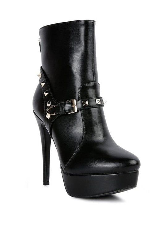 Rag Company Shoes Black / 5 DEJANG Metal Stud faux Leather Ankle Boot