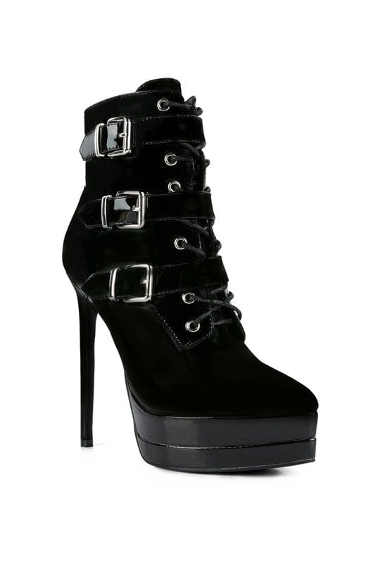 Rag Company Shoes Black / 5 High Heeled Patent PU Stiletto Boot